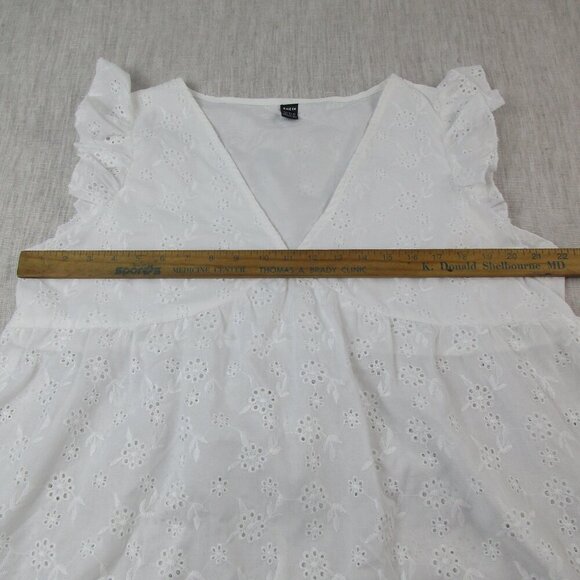 Shein Top Size‎ XXL White Broderie Ruffle Trim Sleeveless V Neck Pullover - Picture 9 of 10